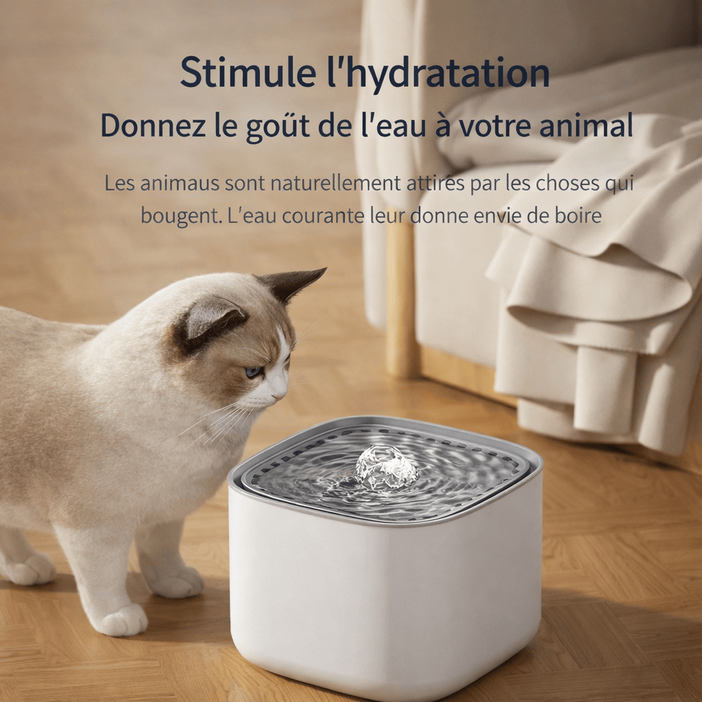 Fontaine à Eau pour Chat 3L avec Filtre à Recirculation