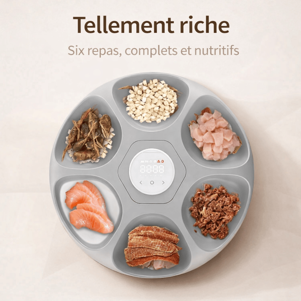 Distributeur Automatique de Croquettes 6 Repas pour Chats