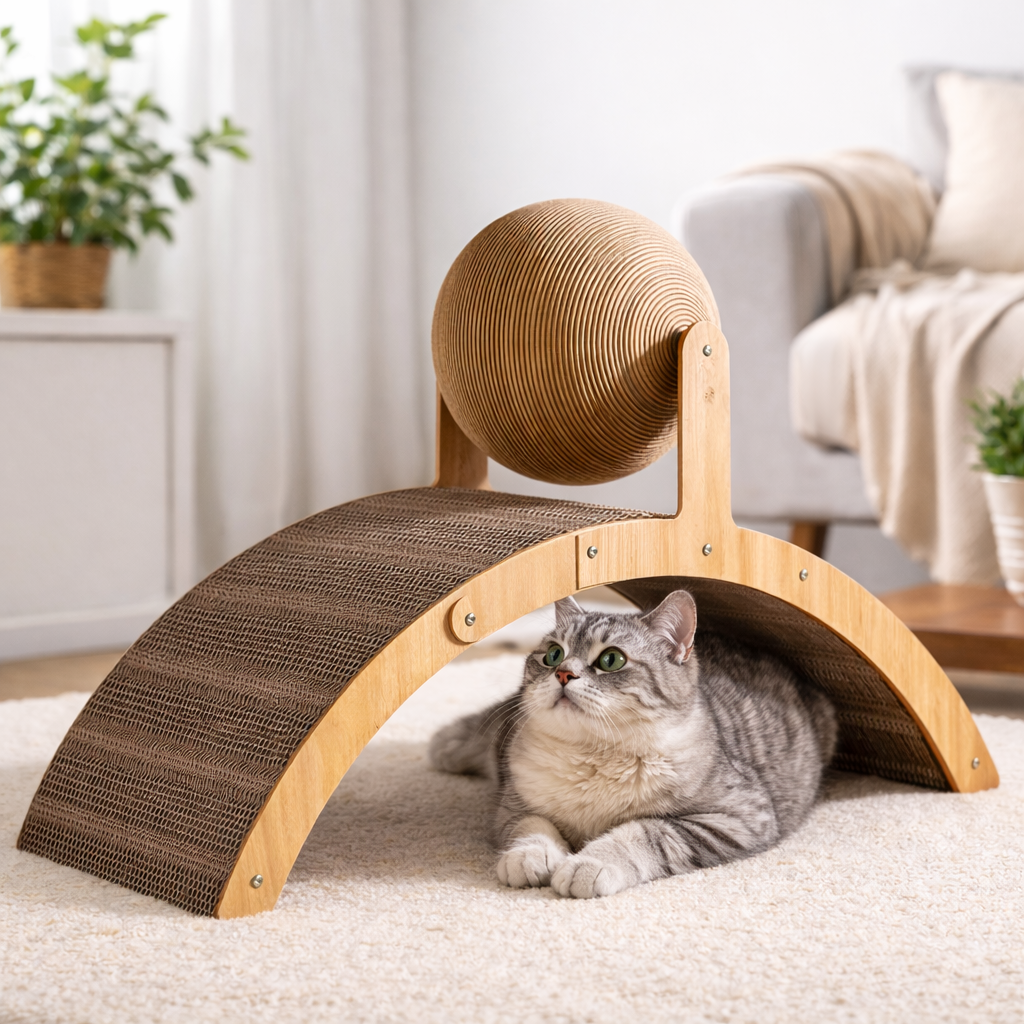 Griffoir pour Chat 2-en-1 en Bois