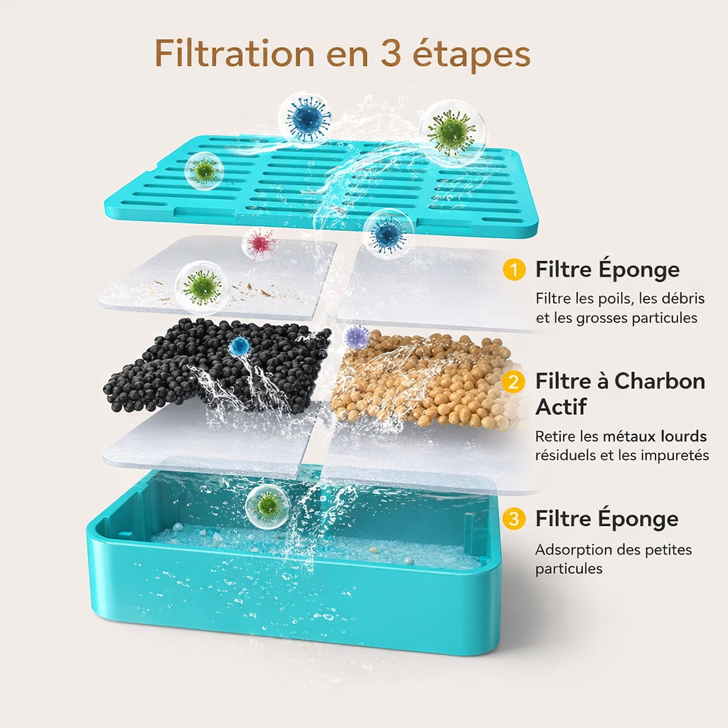 Fontaine à Eau Automatique Sans Fil 2.2L