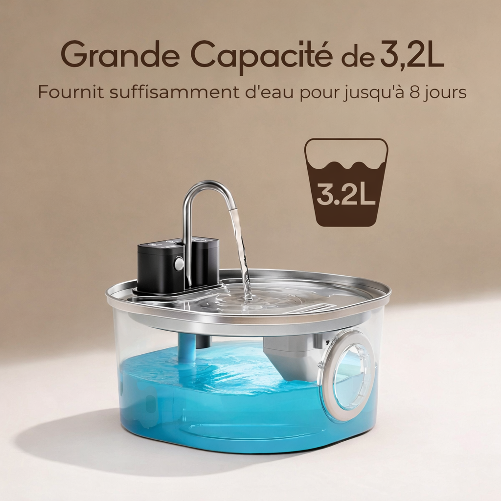 Fontaine à Eau Inox Automatique Sans Fil 3L