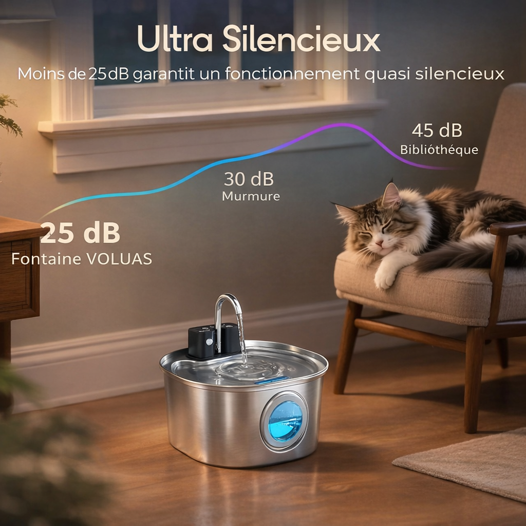 Fontaine à Eau Inox Automatique Sans Fil 3L