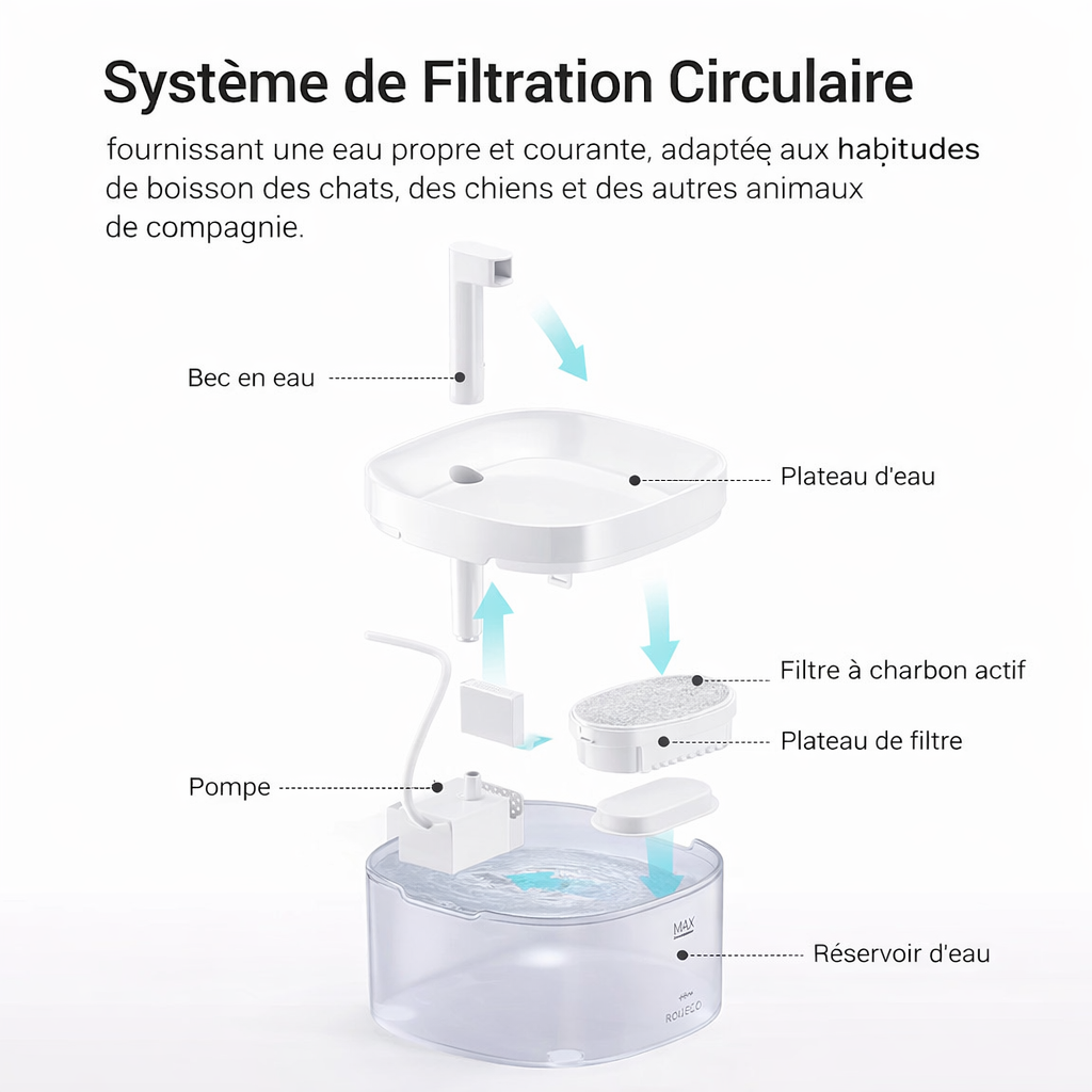 Fontaine à Eau Transparente et Intelligente 1,5L