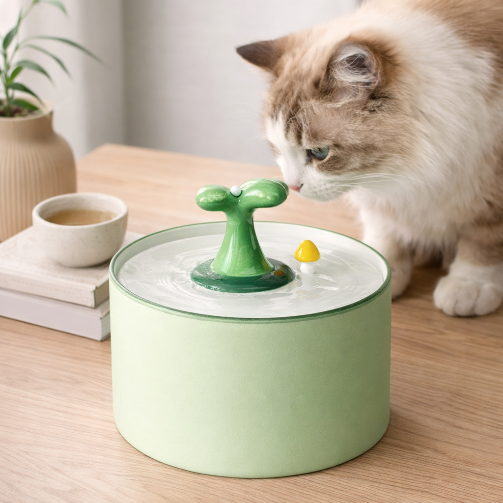 Fontaine à Eau Automatique en Céramique Grande Capacité 1,5L