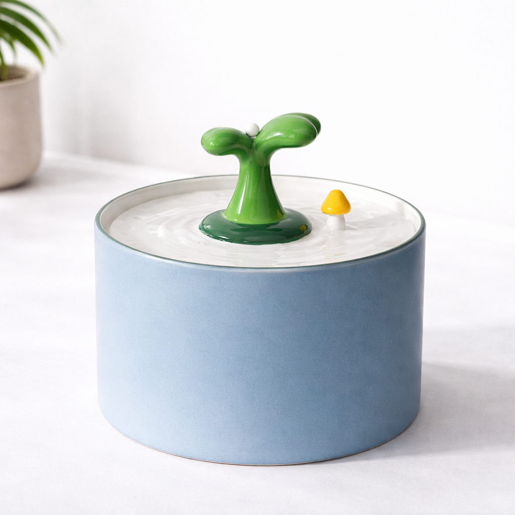 Fontaine à Eau Automatique en Céramique Grande Capacité 1,5L