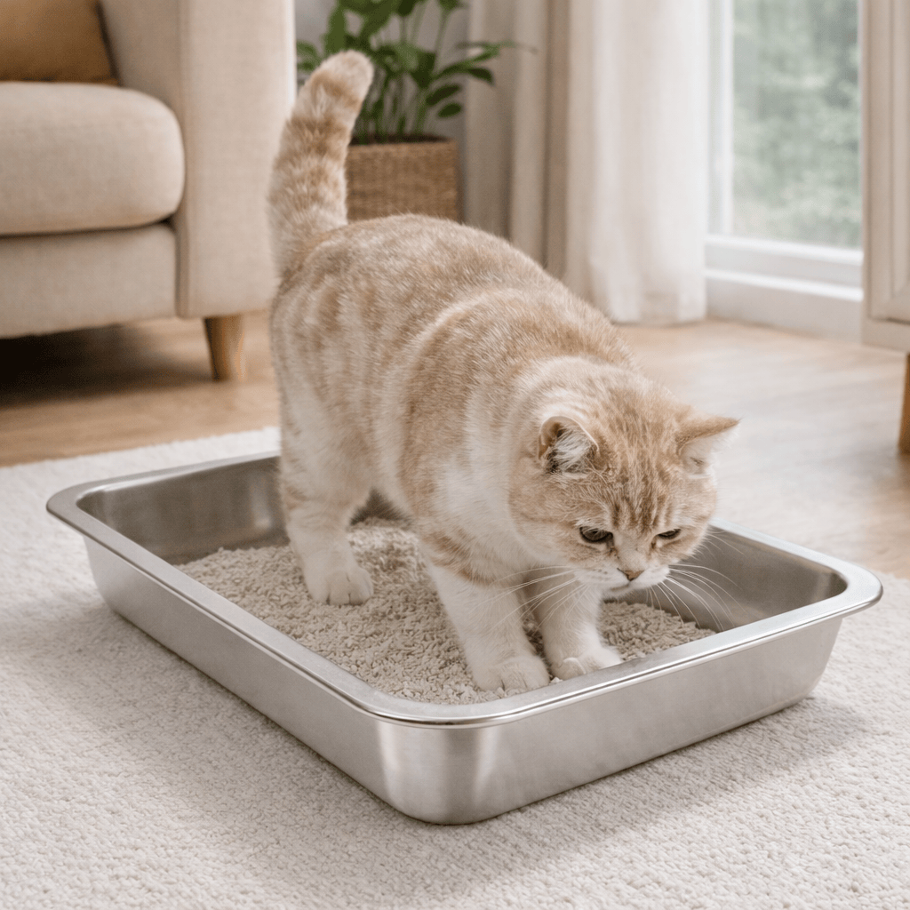 Bac à Litière en Acier pour Chat