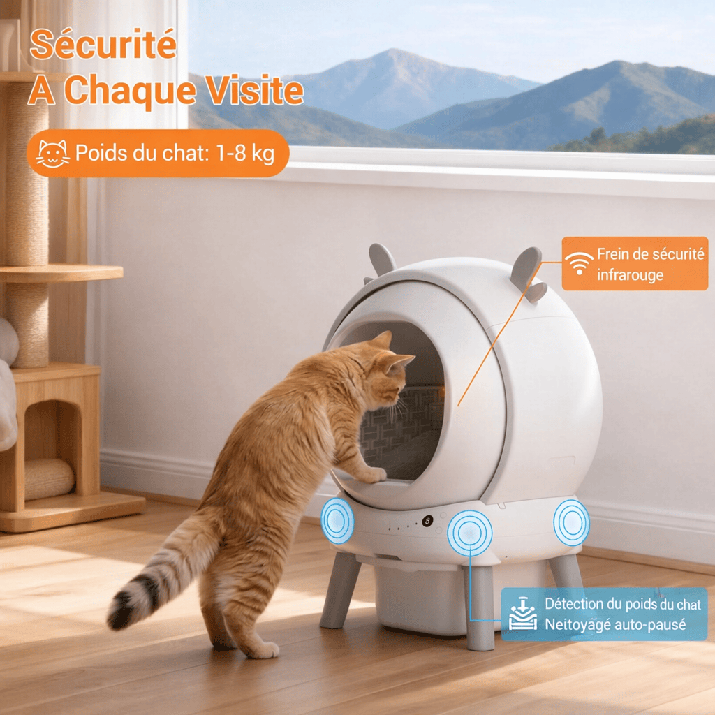 Bac à Litière Autonettoyant pour Chats 11Kg