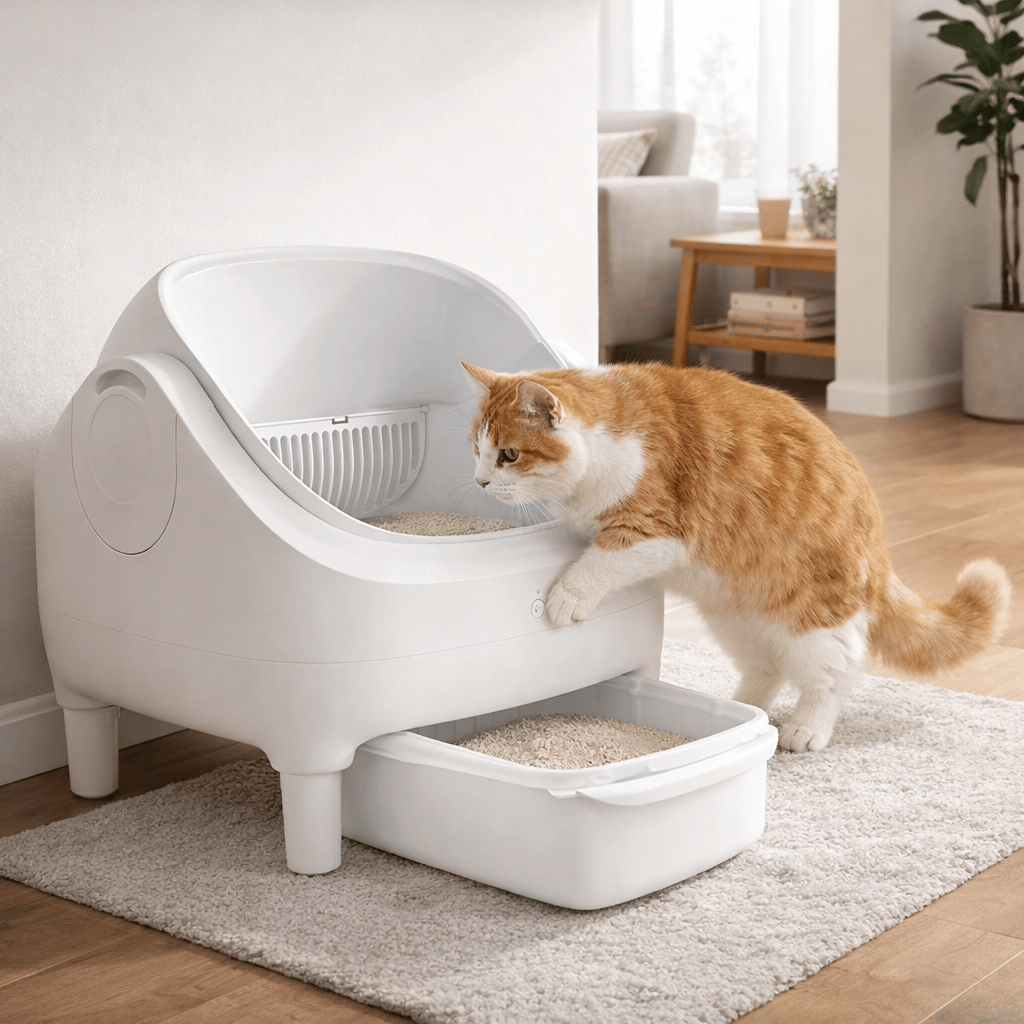 Bac à Litière Autonettoyant de 10,5 L pour Plusieurs Chats