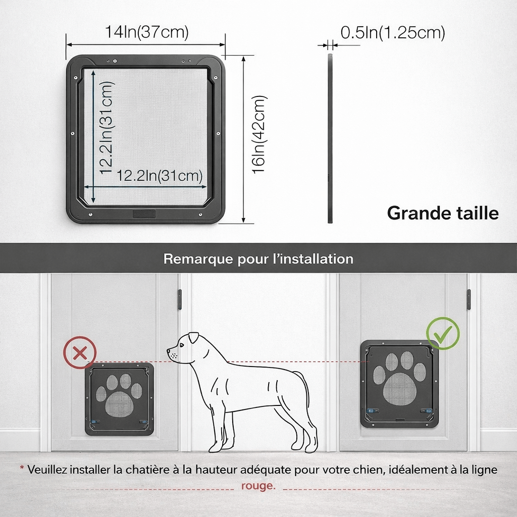 Chatière Sécurisée avec Moustiquaire Magnétique Verrouillable