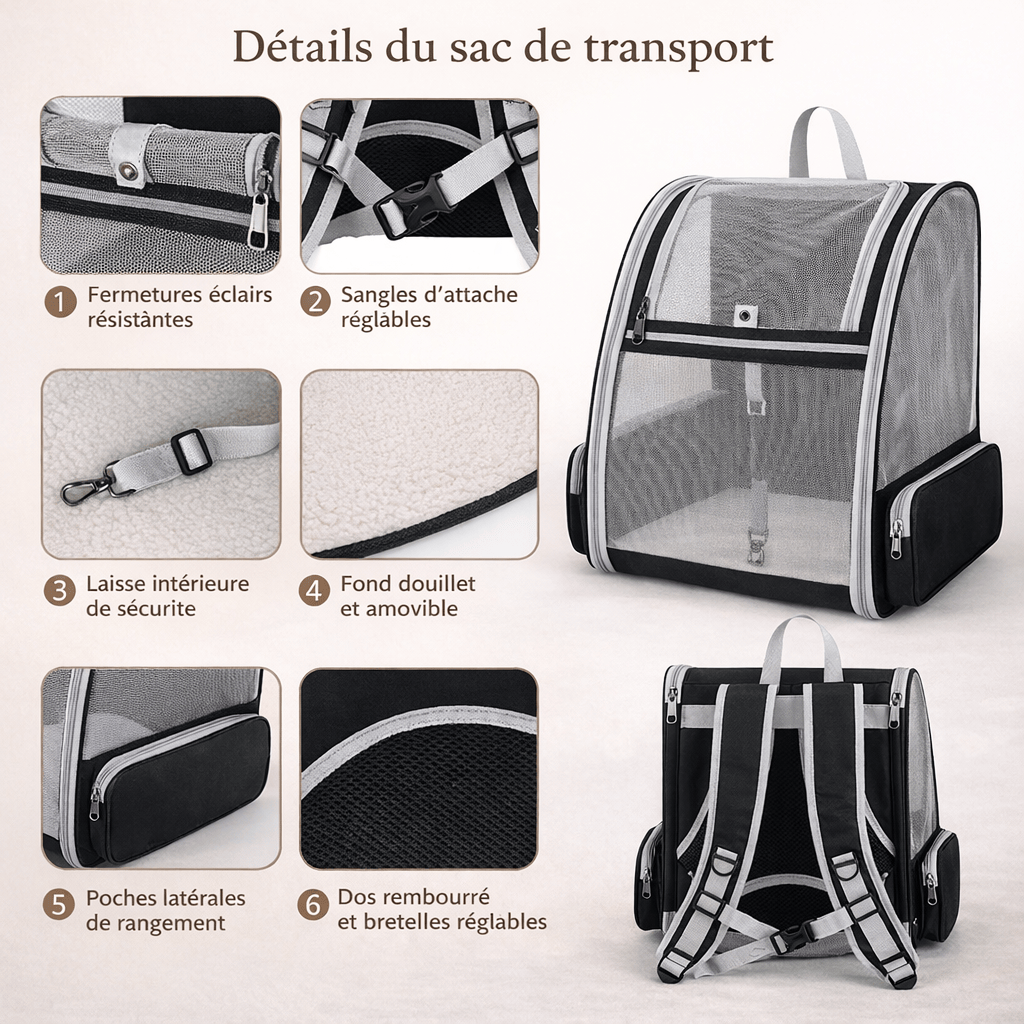 Sac à Dos Pratique et Pliable pour Chat