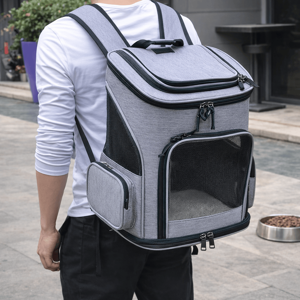 Sac à Dos Gris Respirant pour Chat