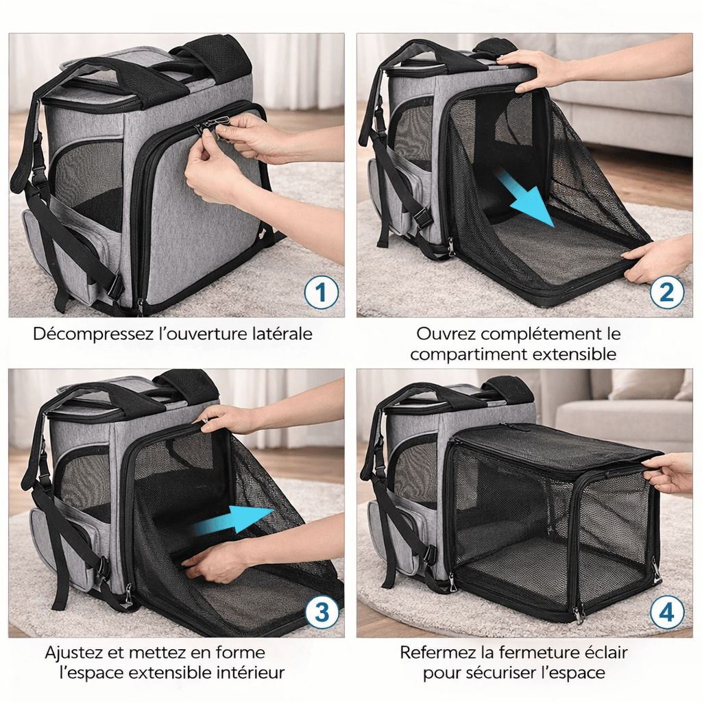Sac à Dos Gris Respirant pour Chat