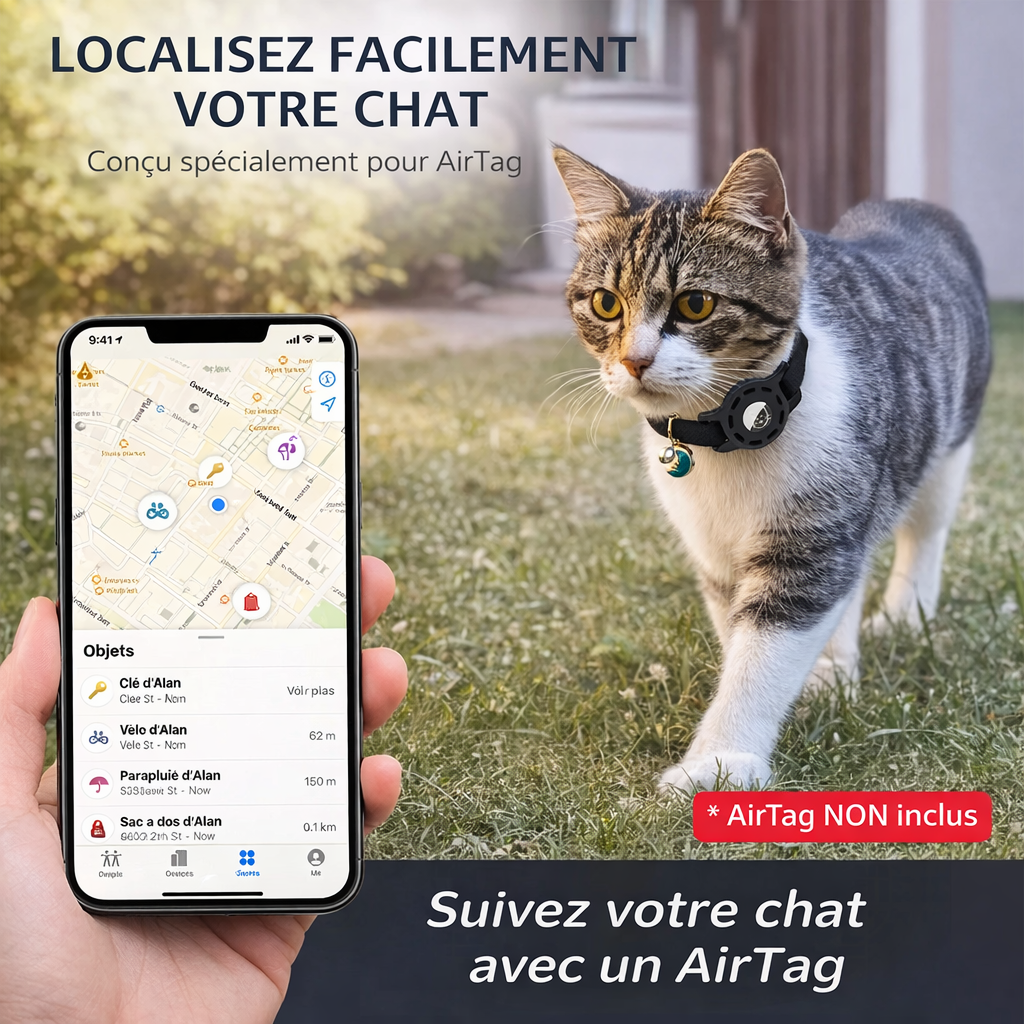 Collier GPS pour chat en Nylon