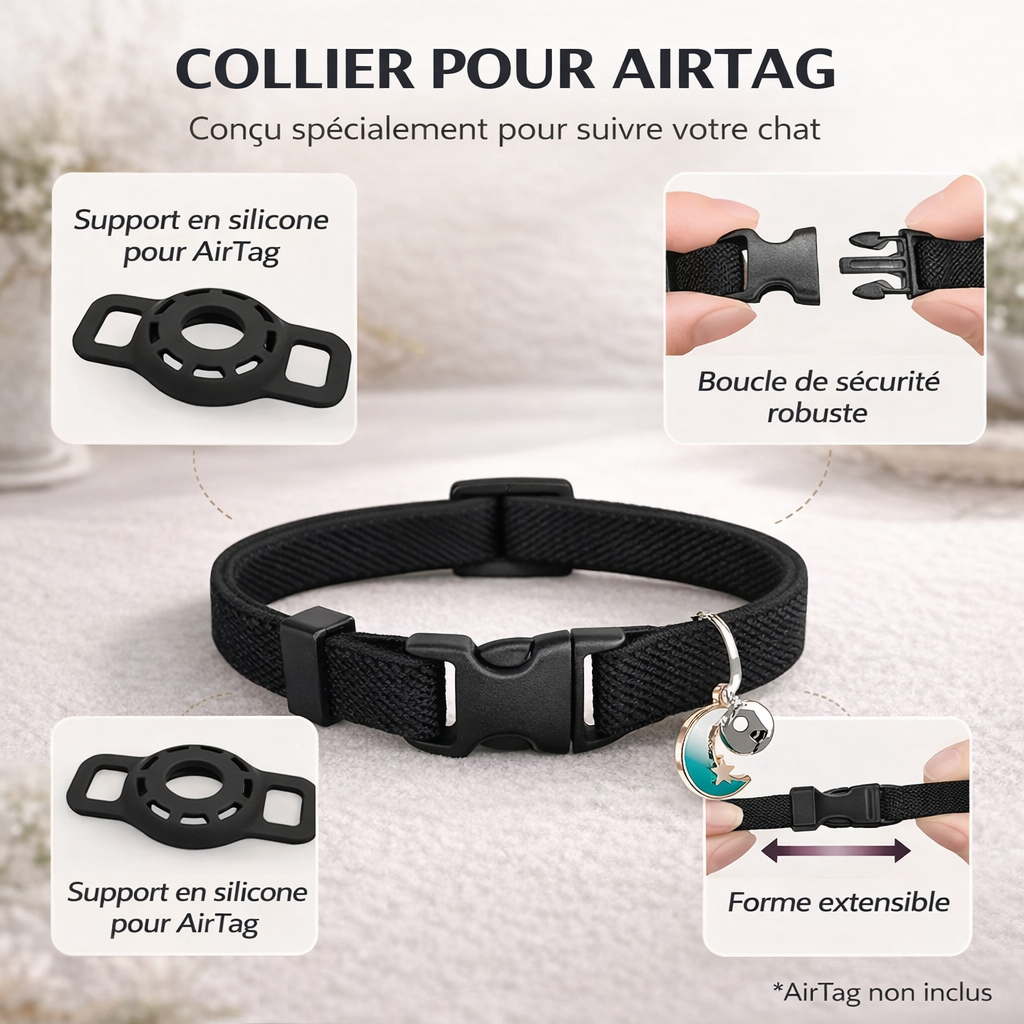 Collier GPS pour chat en Nylon