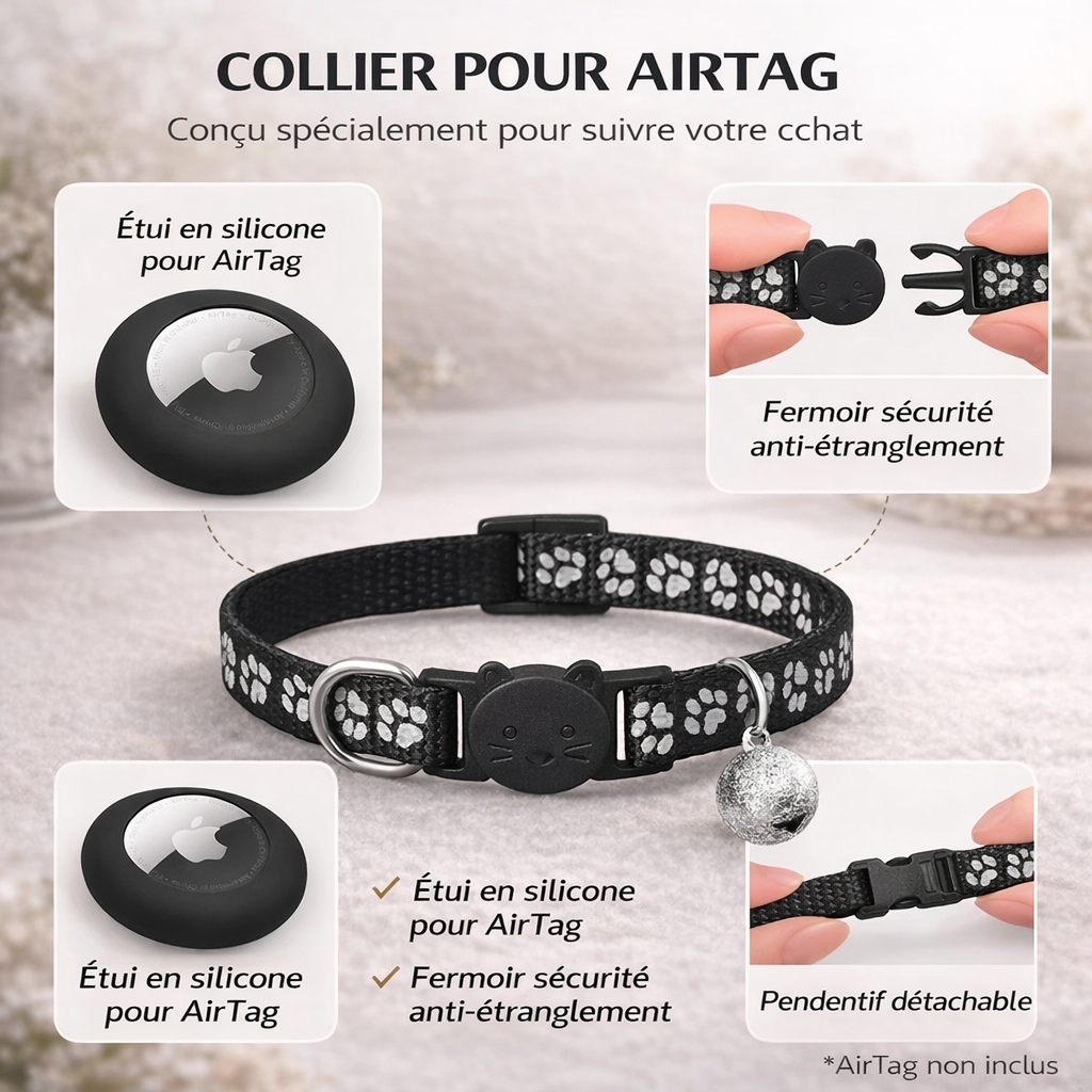 Collier GPS pour Chat Compatible avec Apple Airtag
