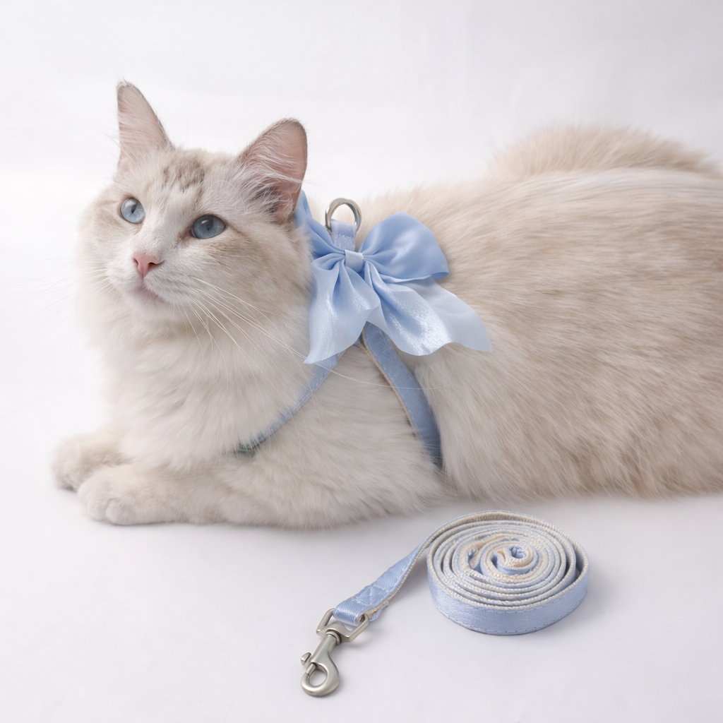 Harnais et Laisse Mignons pour Chat avec Nœud Papillon