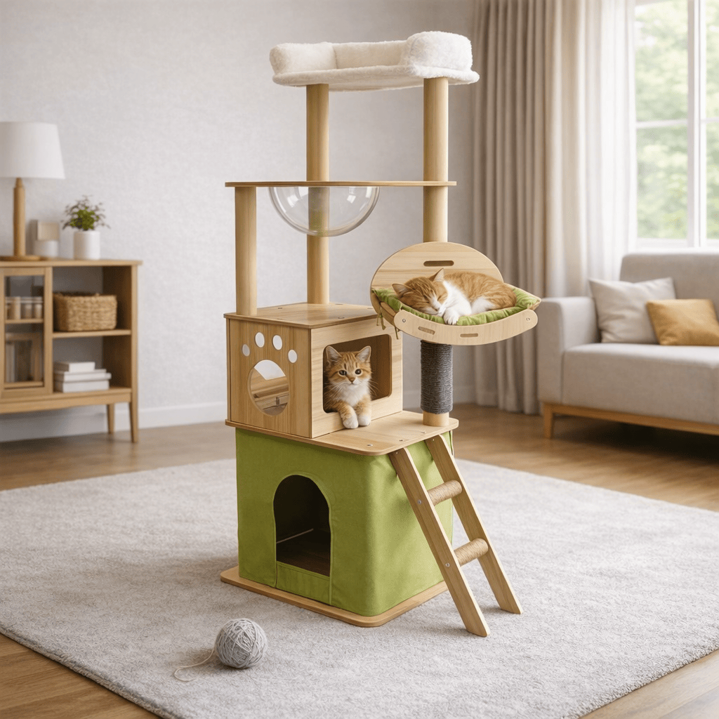 Petit Arbre à Chat d'Intérieur en Bois