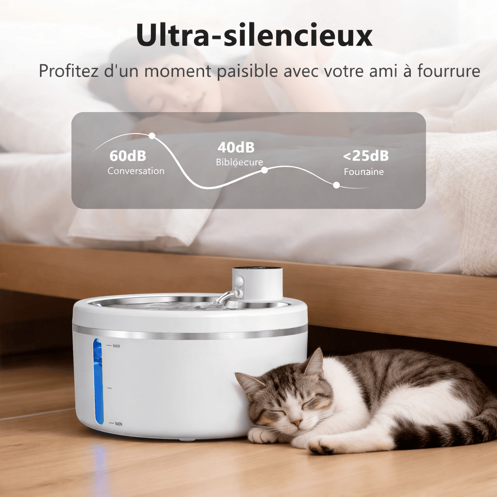 Fontaine à Eau Automatique pour Chats de 2,5 L avec Purificateur d'Eau