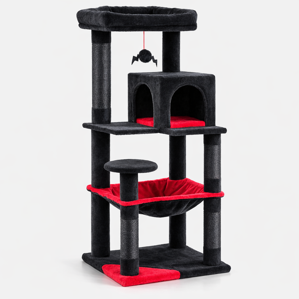 Arbre à Chat Multiplateforme avec Hamac, Niches et Poteaux à Griffer