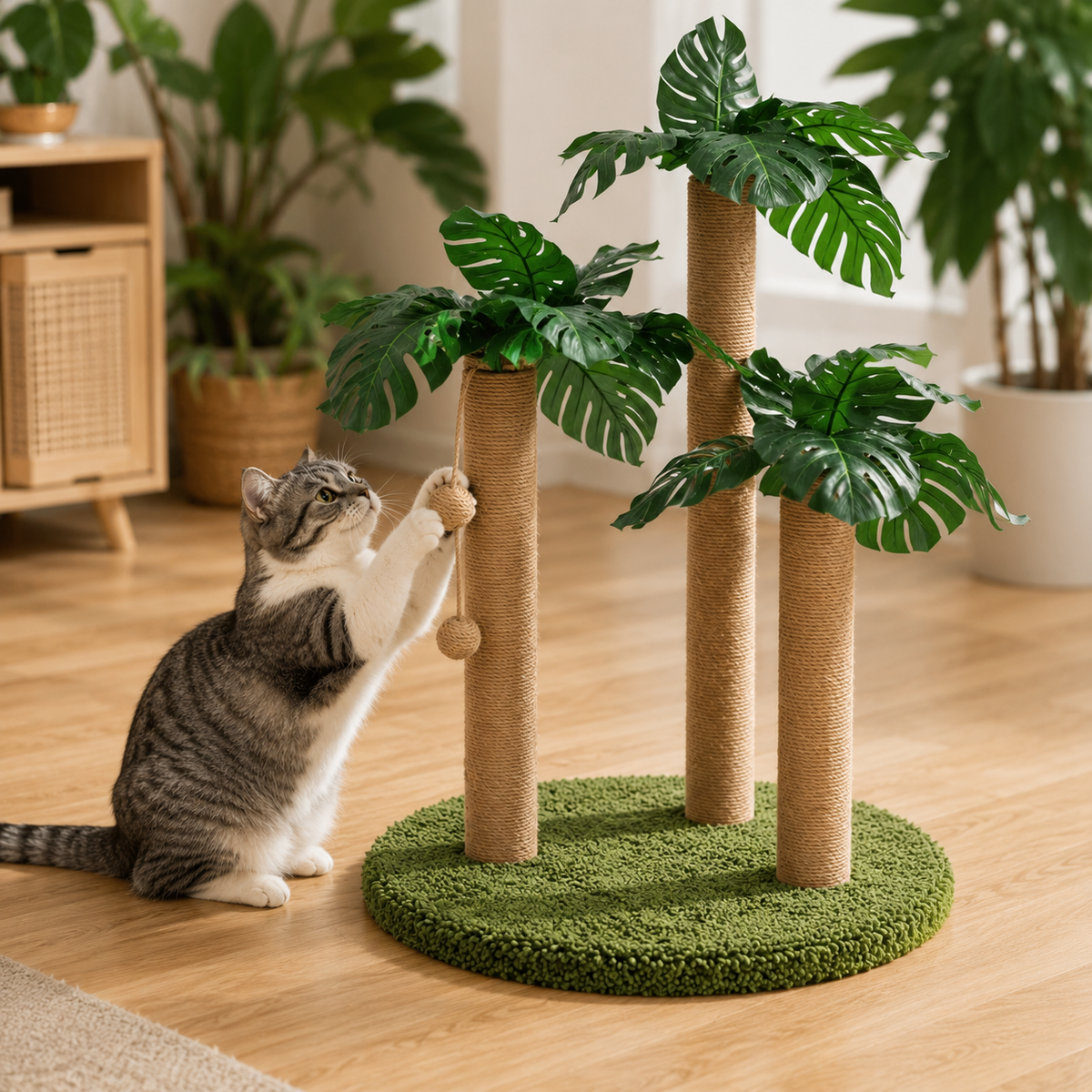 Griffoir en Forme d'Arbre Vertical en Sisal pour Chat