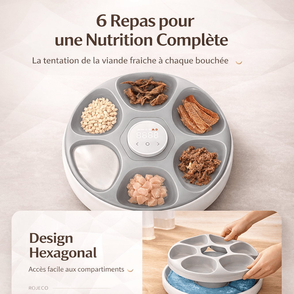 Distributeur Automatique de Croquettes 6 Repas pour Chats