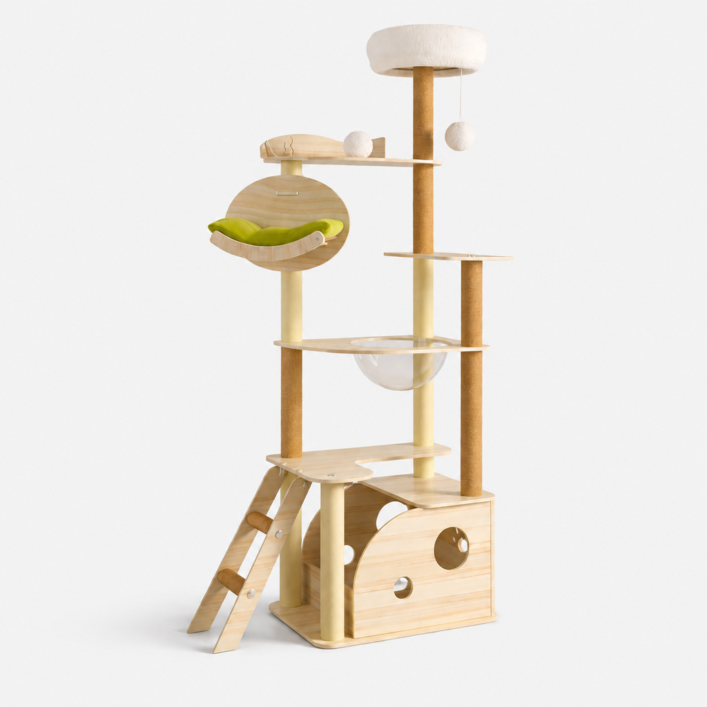 Arbre à Chat en Bois Multi-Niveaux