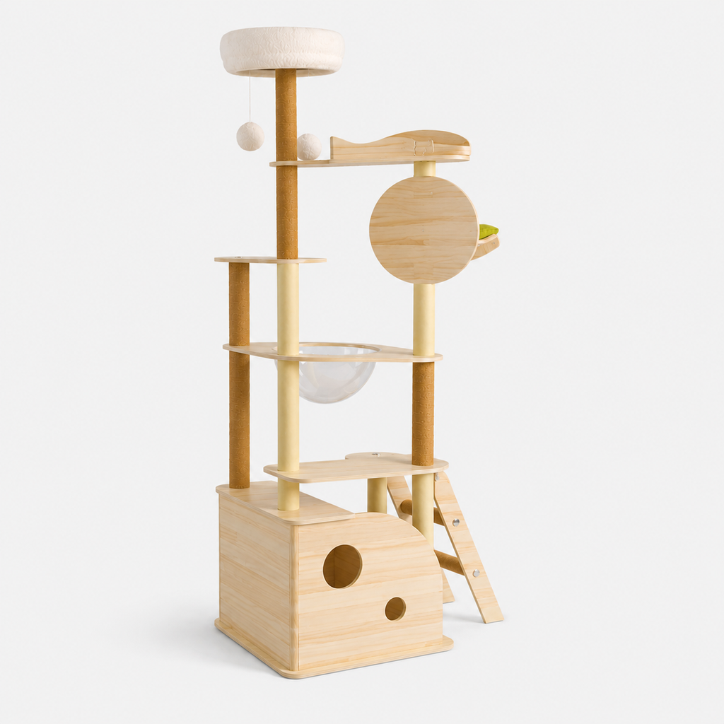 Arbre à Chat en Bois Multi-Niveaux