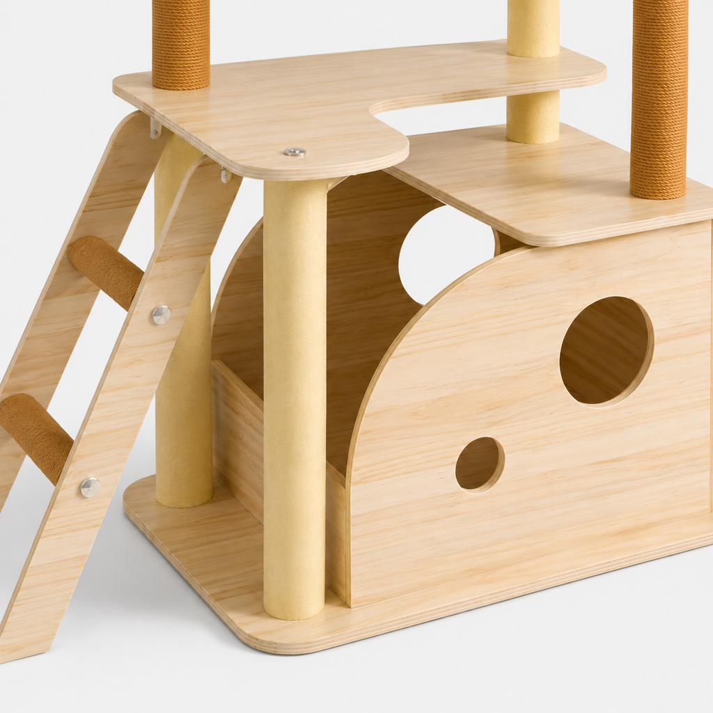 Arbre à Chat en Bois Multi-Niveaux