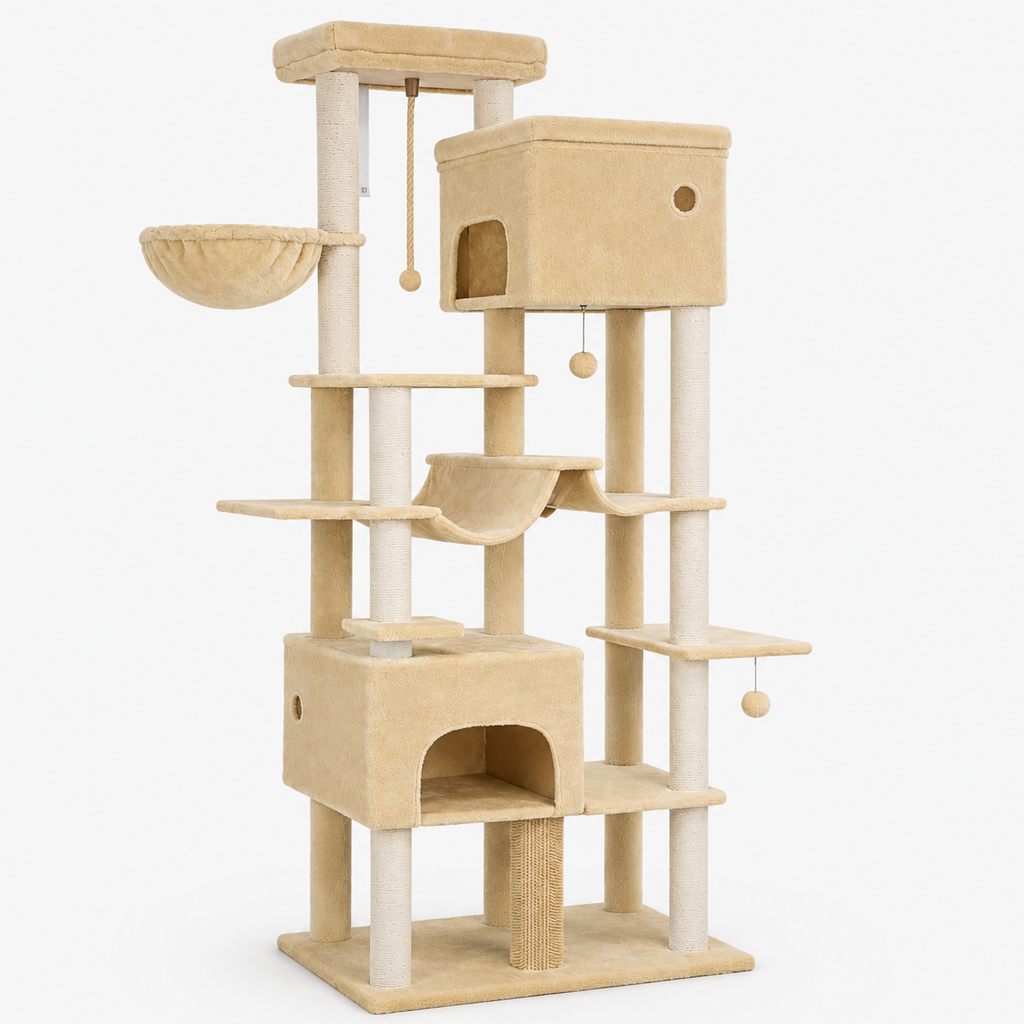 Arbre à Chat XXL Multi-Niveaux avec Doubles Niches et Hamacs