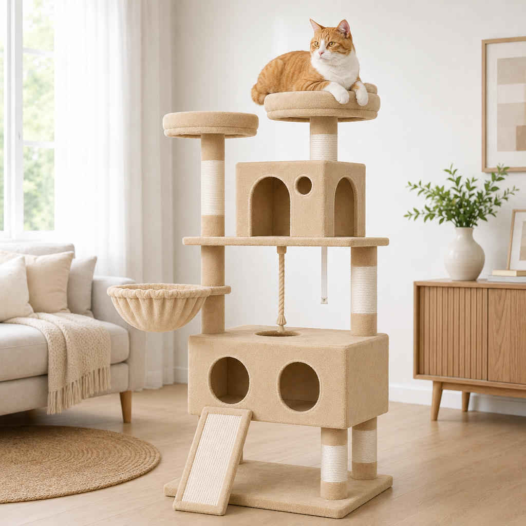Arbre à Chat XL avec Cabanes et Griffoirs