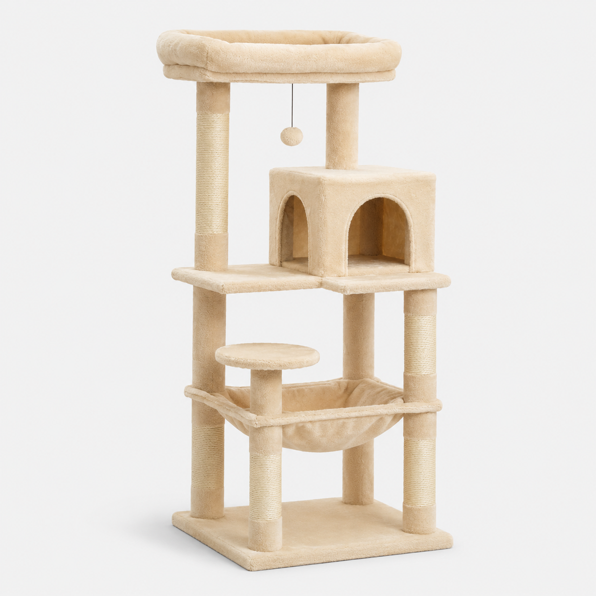 Arbre à Chat Multiplateforme avec Hamac, Niches et Poteaux à Griffer