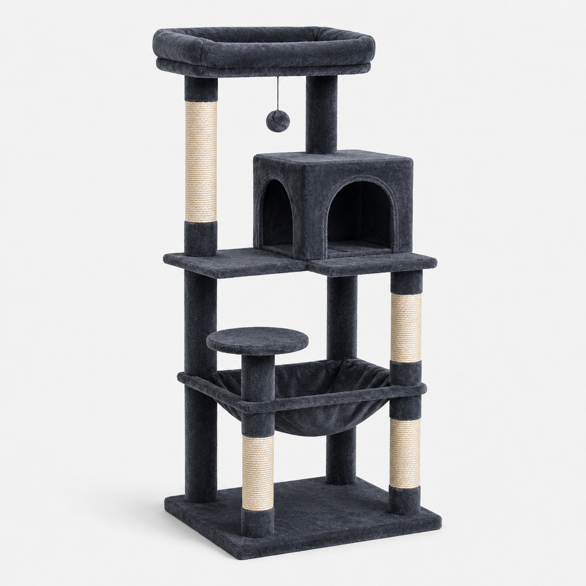 Arbre à Chat Multiplateforme avec Hamac, Niches et Poteaux à Griffer