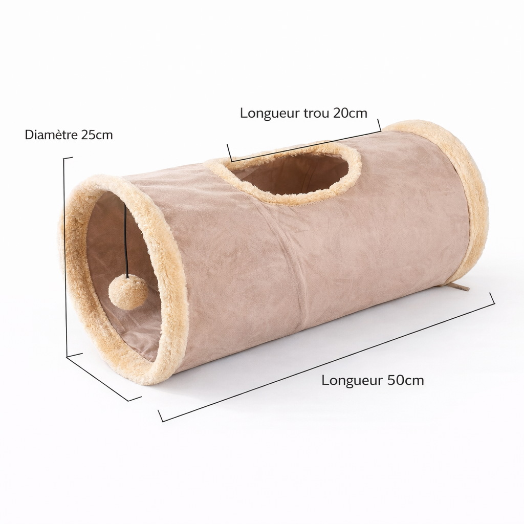 Tunnel Pliable en Daim pour Chat