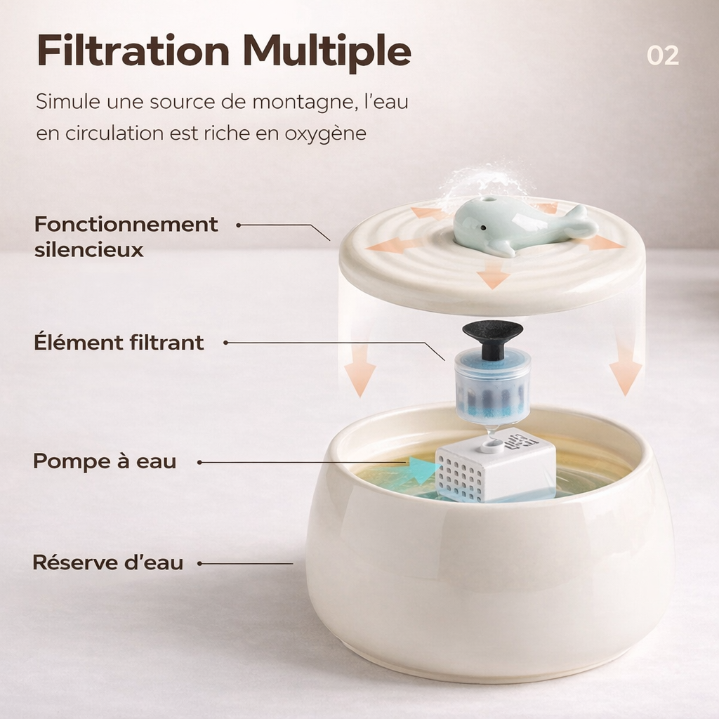 Fontaine à Eau en Céramique 1,3L