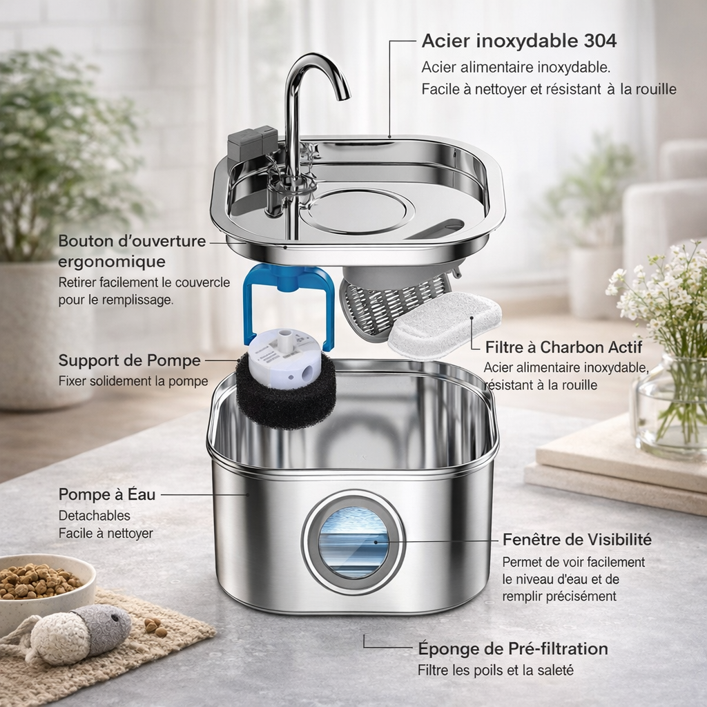 Fontaine à Eau Inox Automatique 2,2L