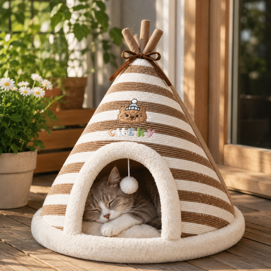 Maisonnette-Tente Chaude en Peluche pour Chat