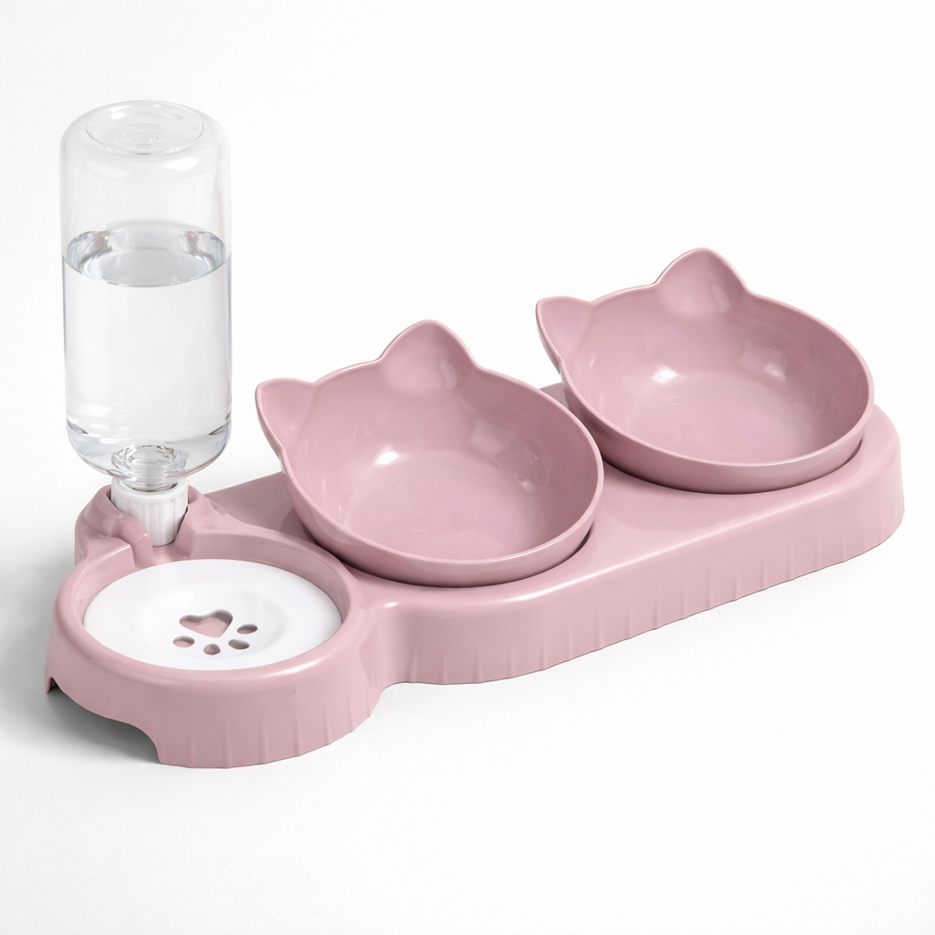 Gamelle 3 en 1 avec Bouteille d'Eau Design Chat