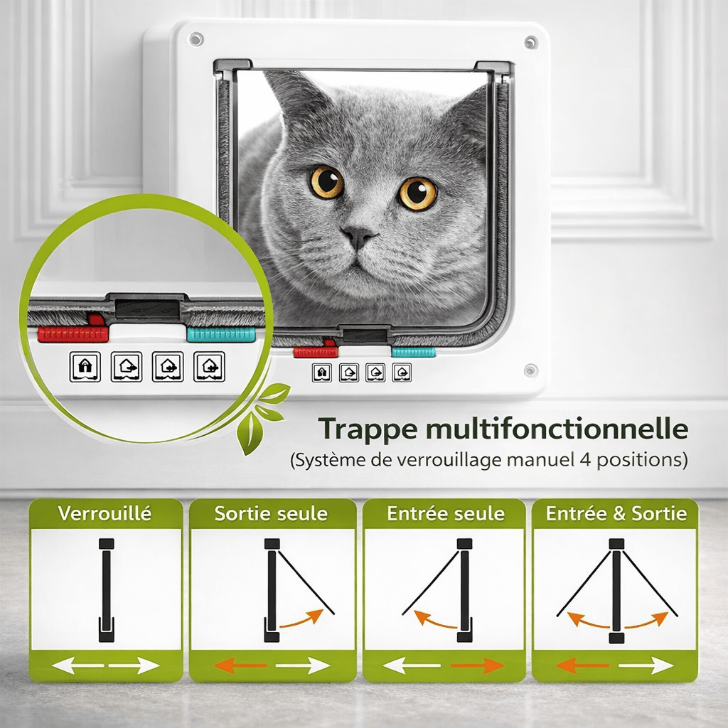 Chatière pour Chat avec Verrouillage de Sécurité