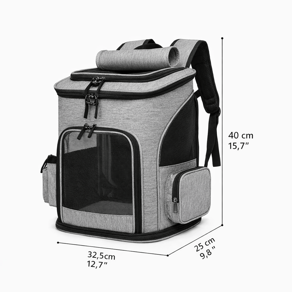 Sac à Dos Gris Respirant pour Chat