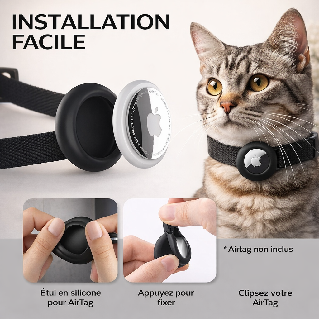 Collier GPS Airtag pour Chat Tendance