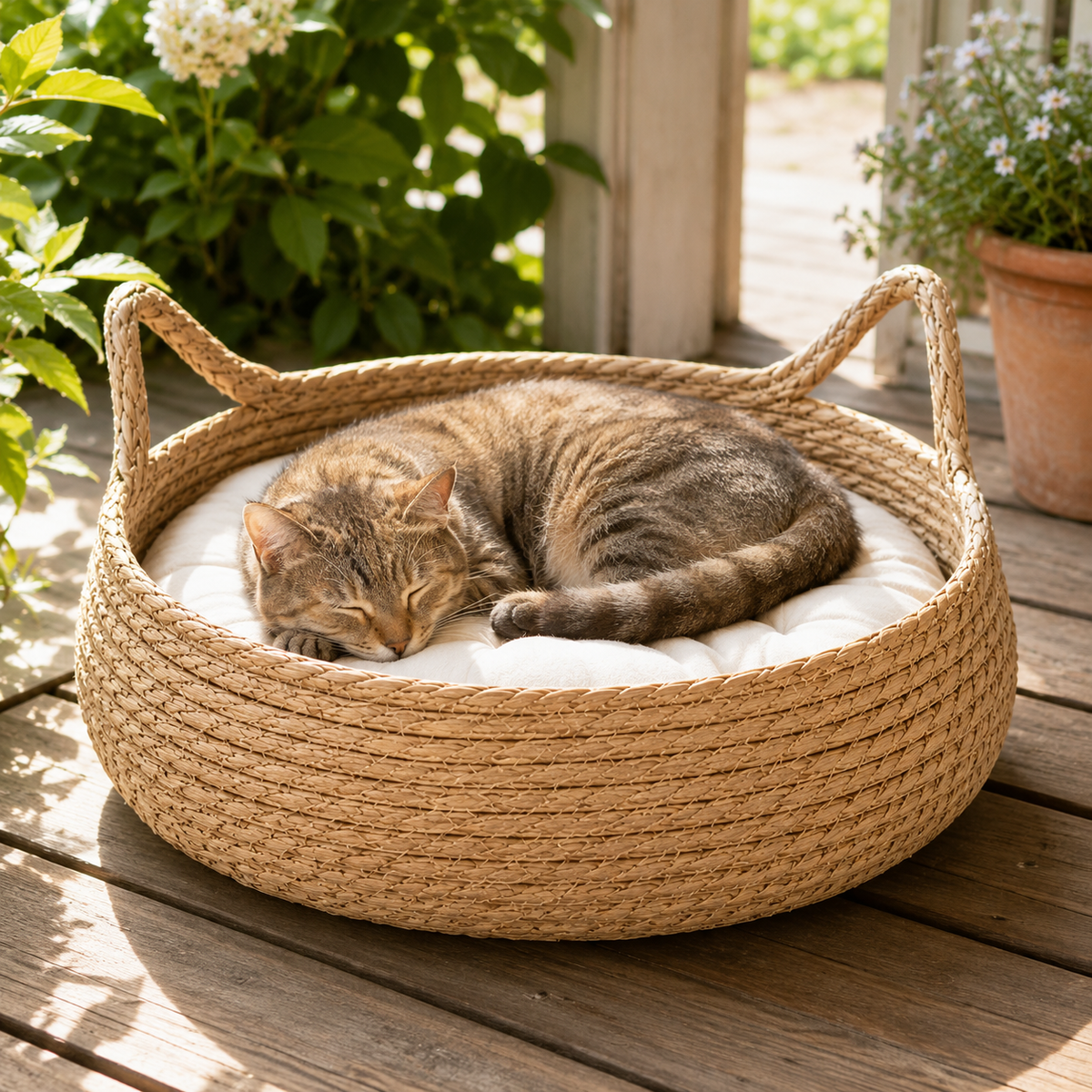 Nid pour Chat en Rotin Tressé à la Main