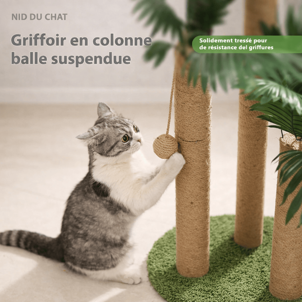 Griffoir en Forme d'Arbre Vertical en Sisal pour Chat