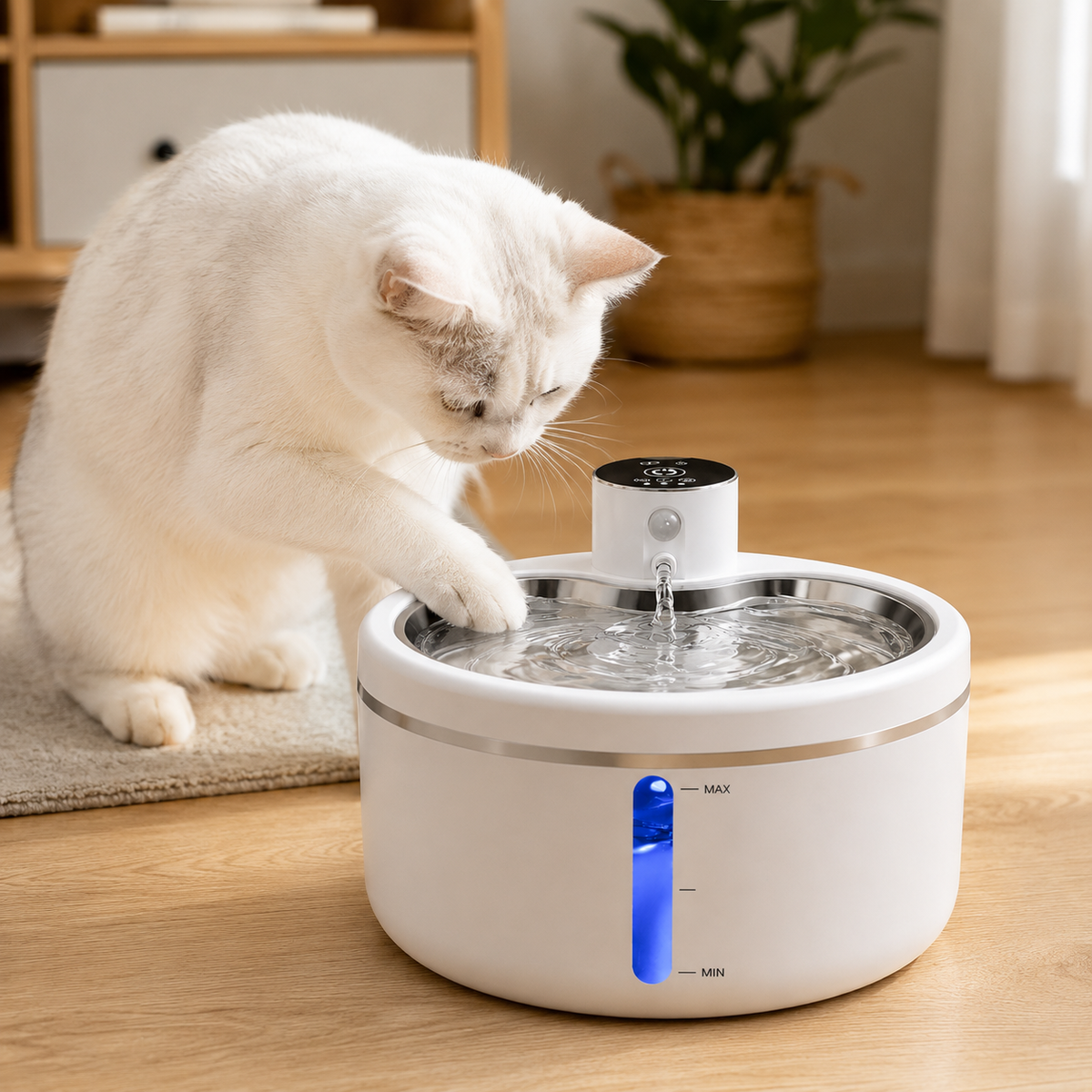 Fontaine à Eau Automatique pour Chats de 2,5 L avec Purificateur d'Eau