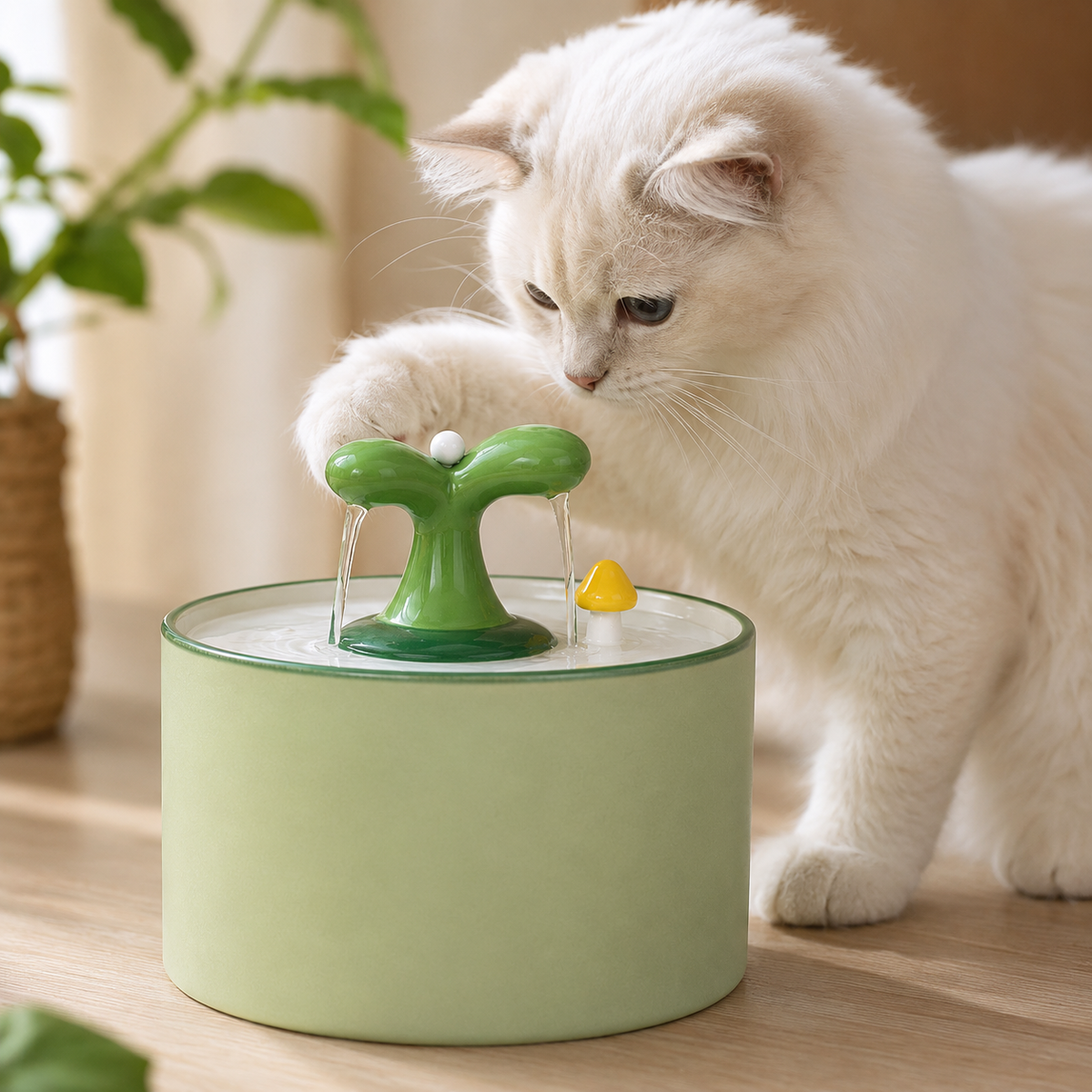 Fontaine à Eau Automatique en Céramique Grande Capacité 1,5L