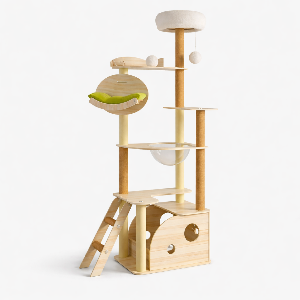 Arbre à Chat en Bois Multi-Niveaux