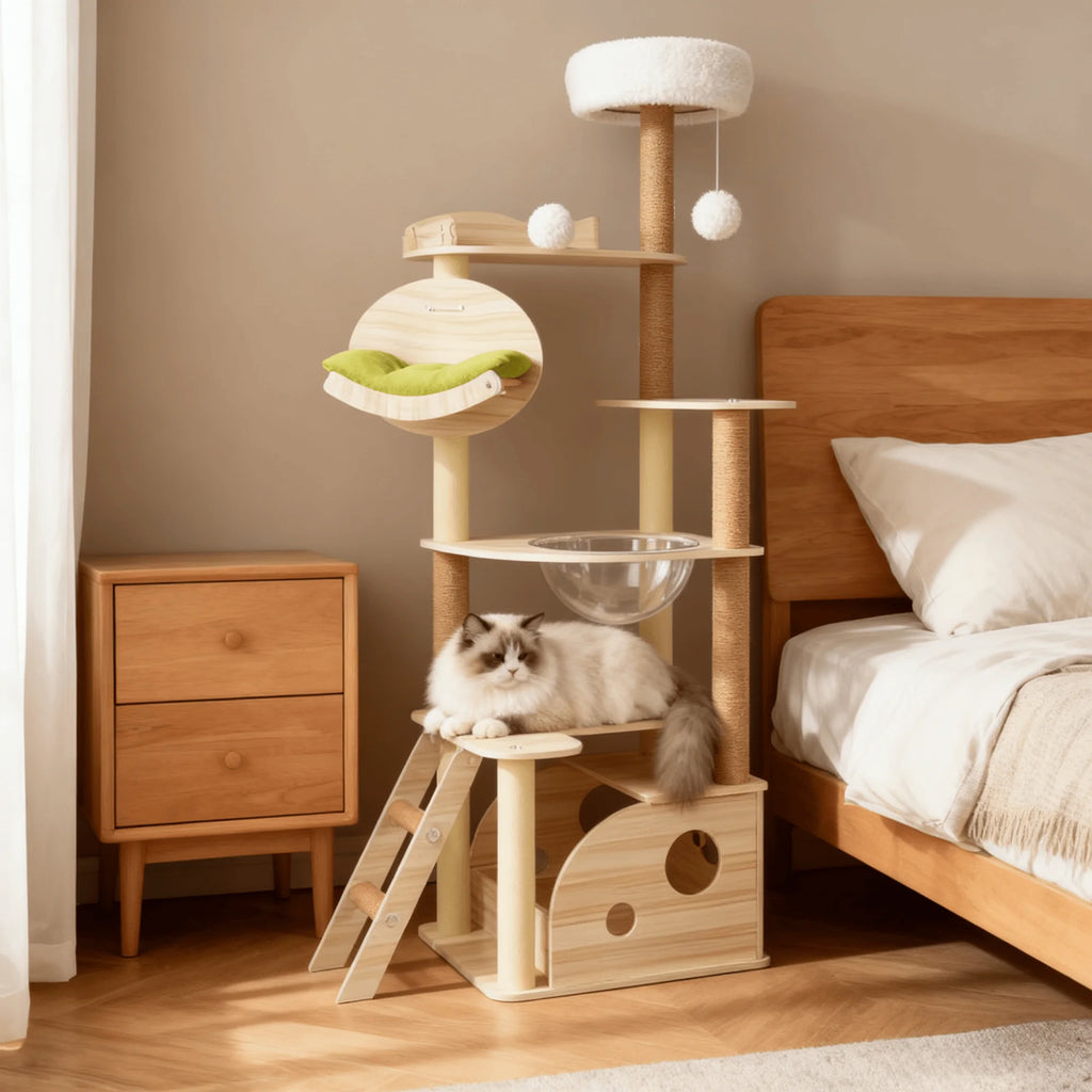 Arbre à Chat en Bois Multi-Niveaux