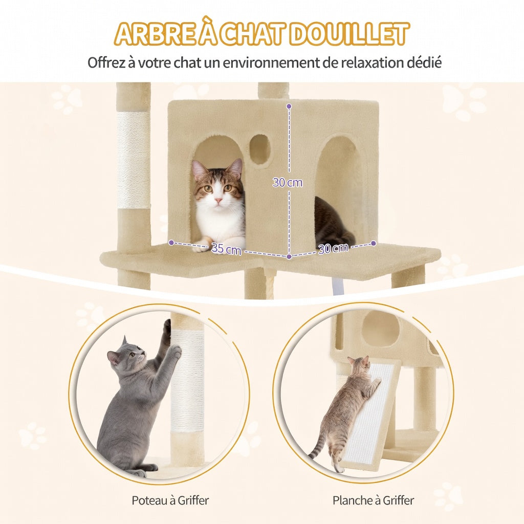Arbre à Chat XL avec Cabanes et Griffoirs