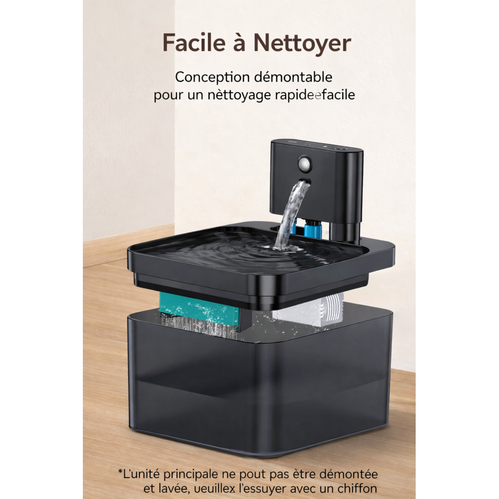 Fontaine à Eau Automatique Sans Fil 2.2L